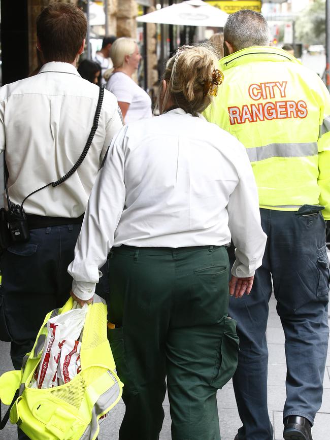 City of Sydney Council Rangers on the streets of the Sydney CBD. Picture: John Appleyard