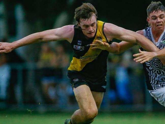 Tigers's Dom Brew is a crucial cog in the Nightcliff squad. Picture: Glenn Campbell