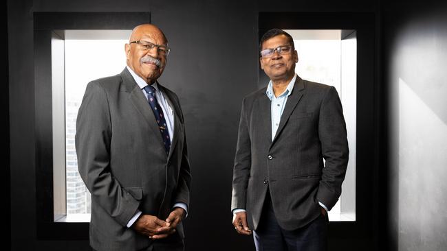 Sitiveni Rabuka with his Coalition partner Biman Prasad. Picture: Stephen Cooper