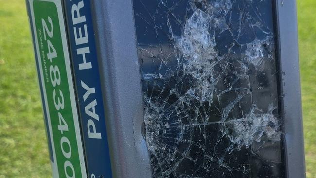 A damaged parking metre in Brunswick Heads on October 20, 2024. Picture: Tony Forsyth