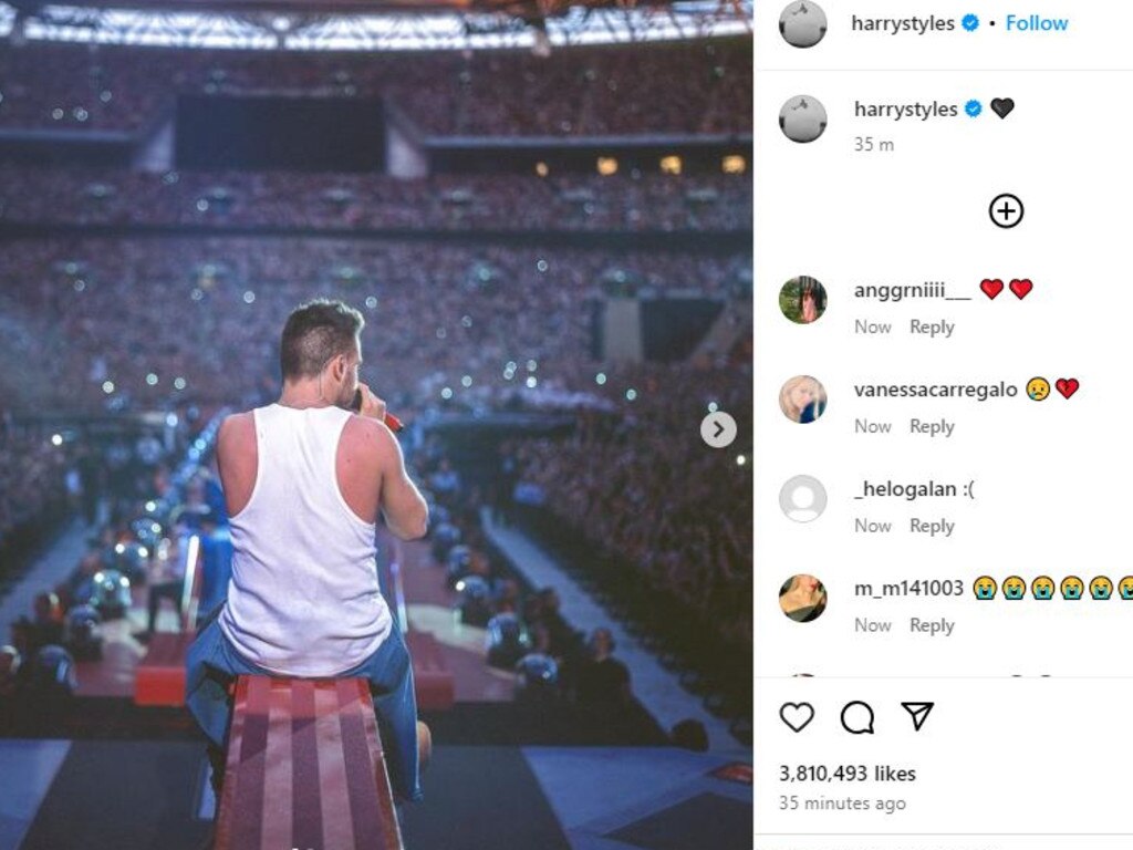 Harry Styles shared this photo of Liam Payne in his personal tribute. Picture: Instagram.