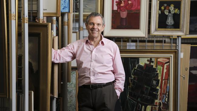 Philip Bacon at his gallery in Fortitude Valley. Picture: Mark Cranitch.