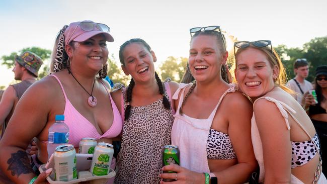 Candice De Zilva, Taylah Laval, Rachel Laval, Shannyn Laval at BASSINTHEGRASS 2021. Picture: Che Chorley