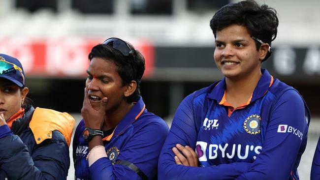 Sharma was all smiles after her dismissal. Picture: Getty Images