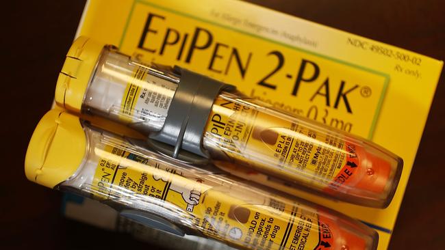 EpiPens dispense epinephrine through an injection mechanism for people with severe allergies. Picture: Joe Raedle/Getty Images/AFP.