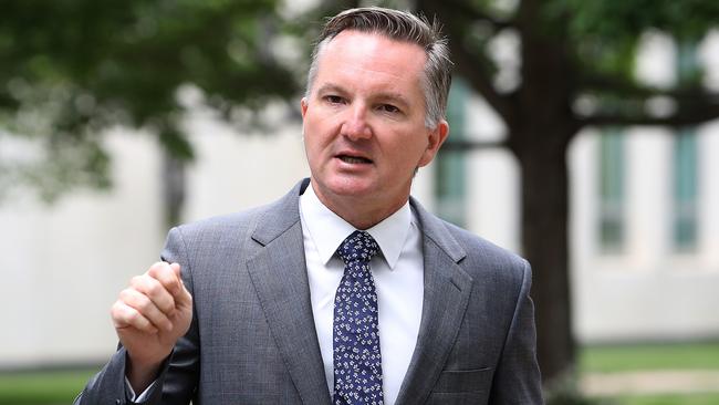 Shadow Treasurer, Chris Bowen holding a doorstop to discuss the release of the final Productivity Report into superannuation, at Parliament House in Canberra. Picture Kym Smith