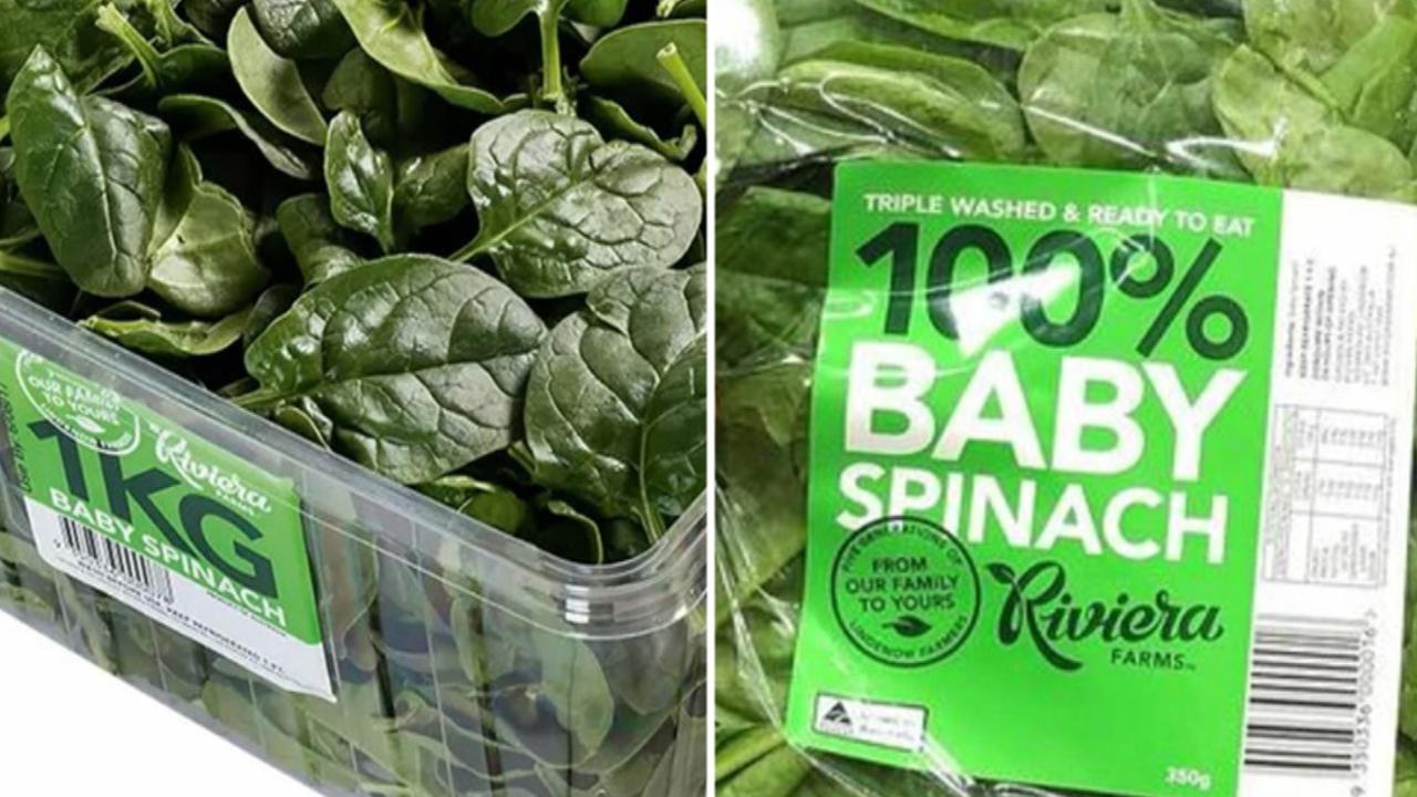 Riviera Farms Baby Spinach is among items recalled, with several cases of toxic reactions to baby spinach products. Picture: Supplied