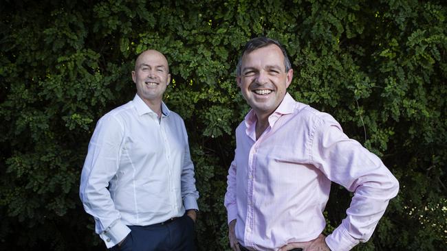 Steve Weston (left) and Luke Bunbury are the co-founders of Volt Bank. The digital bank that was granted a fully-fledged banking licence by the regulator closed its doors last week. Picture: Hollie Adams/The Australian