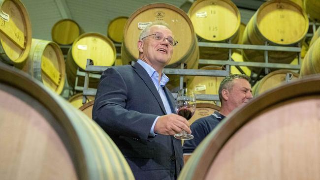 Scott Morrison at Sandalford Wines in Hasluck to announce more industry support. Picture: Jason Edwards