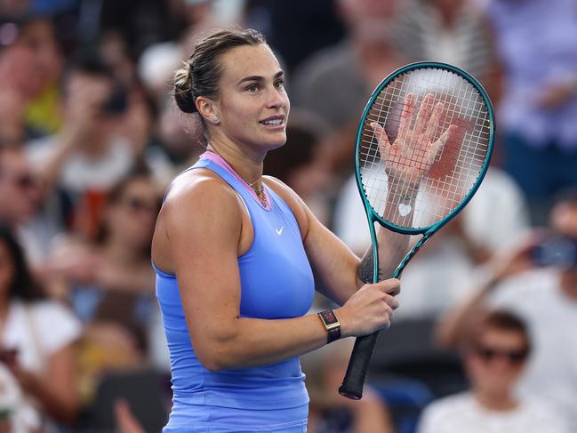 Aryna Sabalenka’s bid for redemption at the Brisbane International is off to a good start. Picture: Getty Images