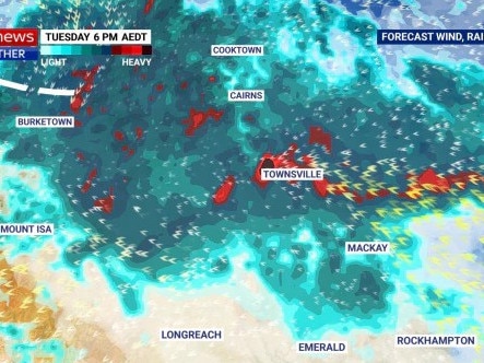 Rainfall totals of up to 400mm could be recorded in some areas of Queensland over the next few days. Picture: Sky News Australia