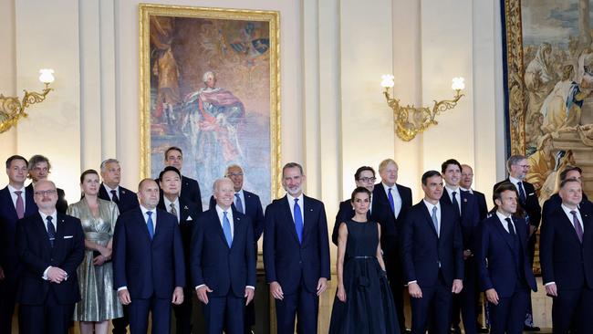 NATO leaders pose for a photo. Picture: AFP