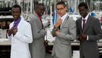 L to R: Cornelia Ochan, King Ochaya, Akrum Abdaltam and Opio Ochaya at the Emmanuel Christian School formal held at Bellerive Yacht Club on Friday 5 December Pic: Carolyn Docking