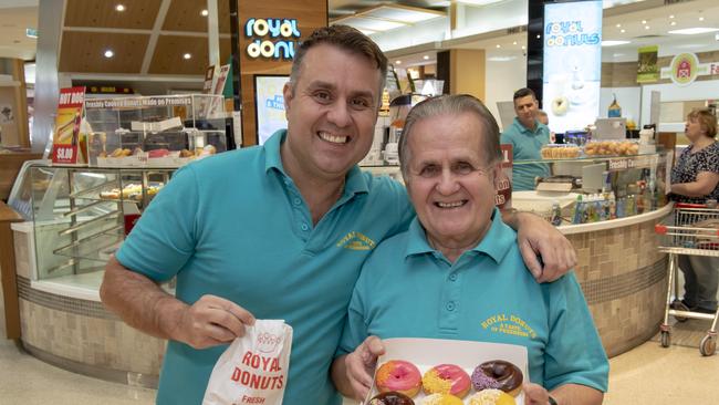 John and Con Scopas from Royal Donuts at Westfield Knox in Wantirna South. Picture: Andy Brownbill