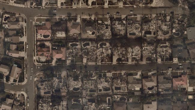 After the fire spread through Valleylights Dr, Pasadena. Picture: Nearmap