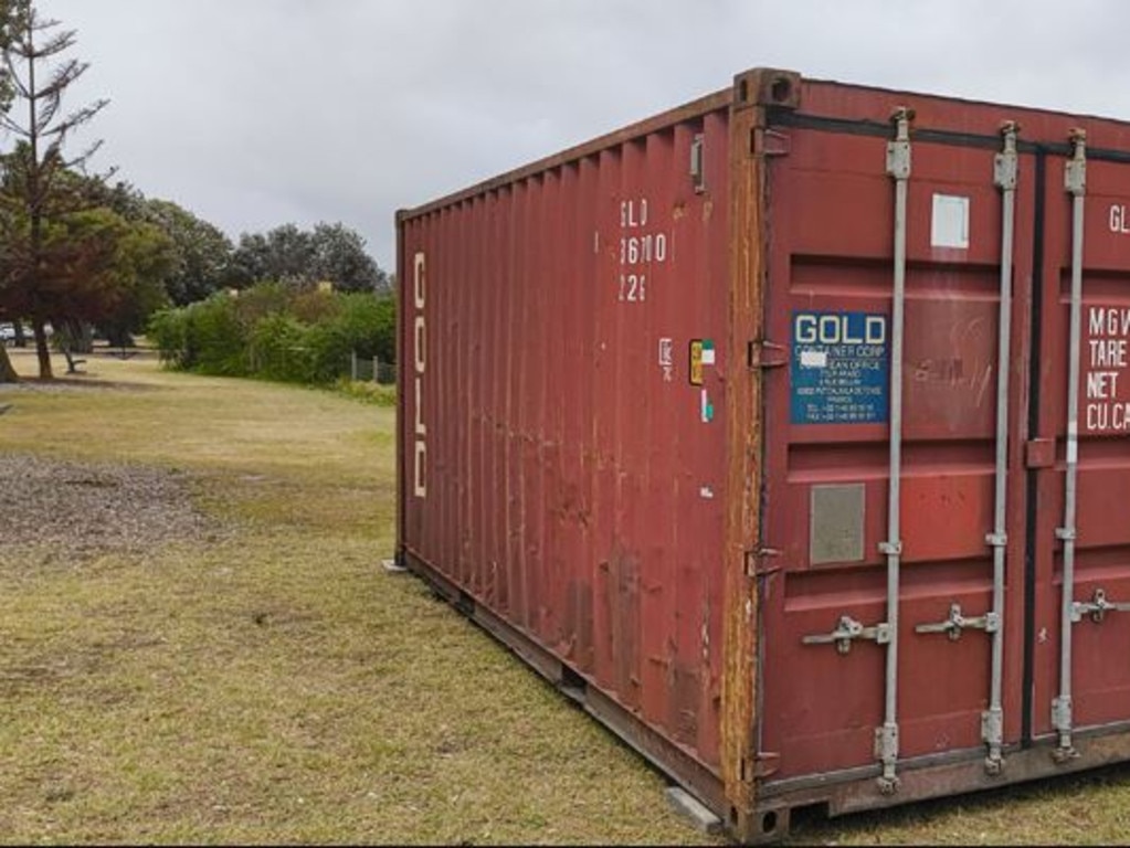 The Bayside Council has taken action against an incident of tree vandalism by placing a shipping container to block ‘any improved bay view’. Picture: Bayside Council