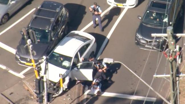 The chase ended after a crash in Baulkham Hills. Picture Nine News