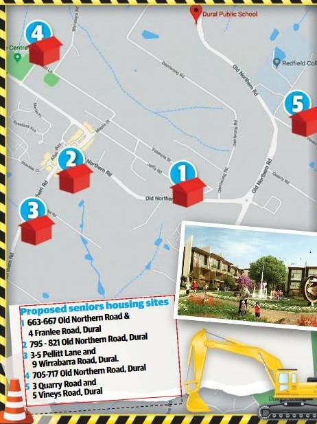 Some of the seniors housing developments proposed in Dural. 