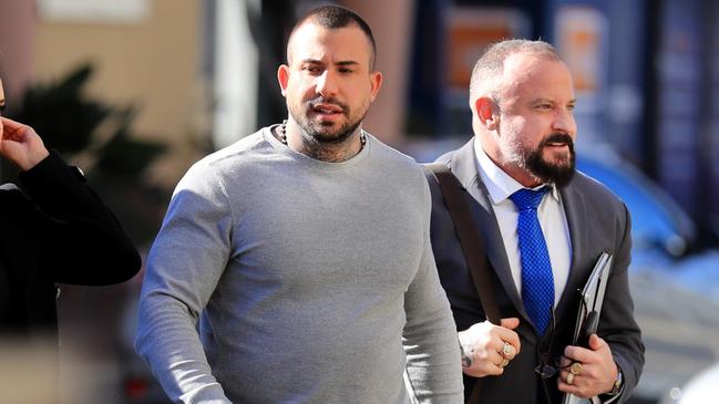 Harley Barbaro and his lawyer Campbell McCallum outside court. Picture: Scott Powick/Newscorp