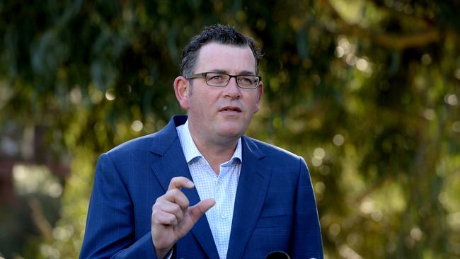 Daniel Andrews confirmed that a Melbourne hotel quarantine worker who tested positive for COVID-19 on Sunday has the highly contagious UK strain. Picture: Andrew Henshaw
