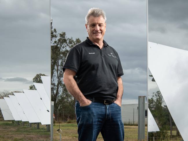 27-09-2021 Vast Solar head of production Bruce Leslie at their Goodna operations with their heliostat solar technology to be manufactured in Australia. PICTURE: Brad Fleet