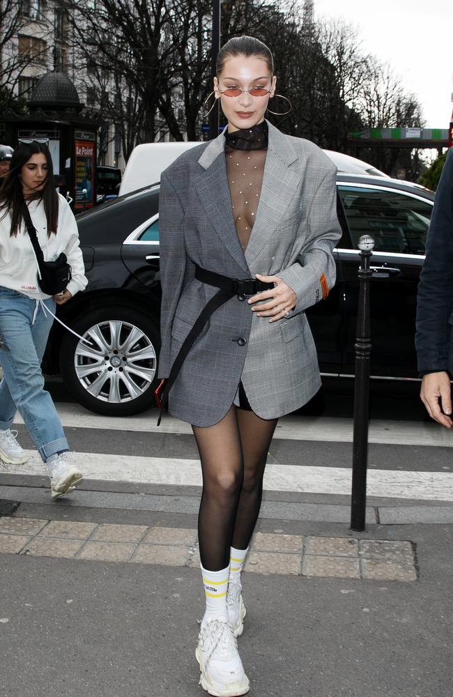 She teamed the outfit — by designer Heron Preston — with on-trend Balenciaga sneakers. Picture: Marc Piasecki/GC Images