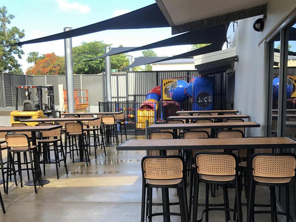 The new location boasts an outdoor seating area and incorporates a children's playground left over from Porters.