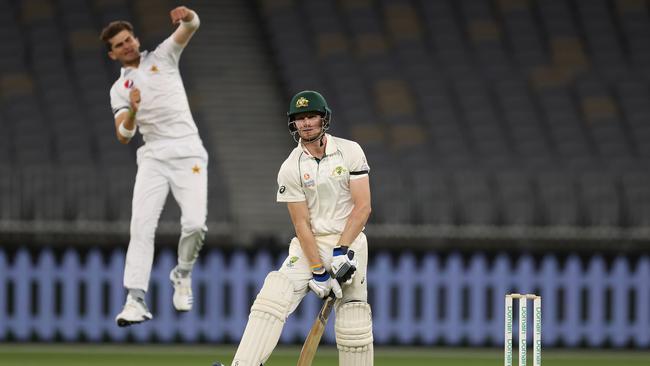 Shaheen Shah Afridi and Pakistan have their tails up after the tour match. Picture: Paul Kane/Getty