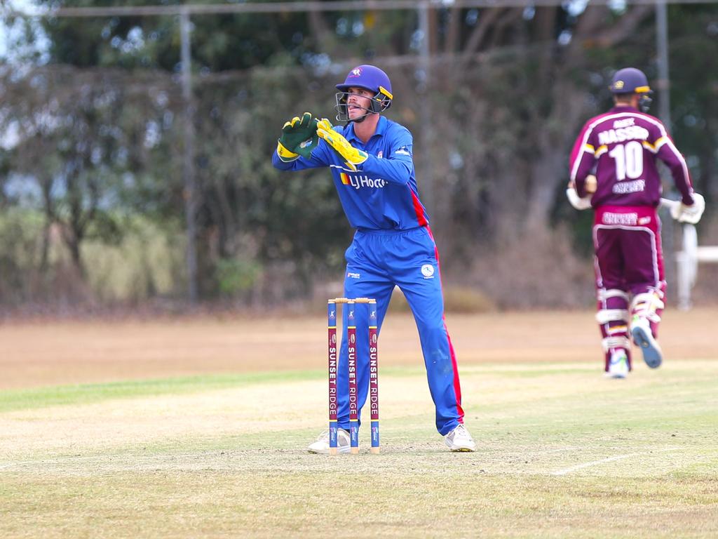 Pictured: Barron River wicket keeper Lachlan Sutton. Atherton v Barron River at Loder Park. Cricket Far North 2024. Photo: Gyan-Reece Rocha