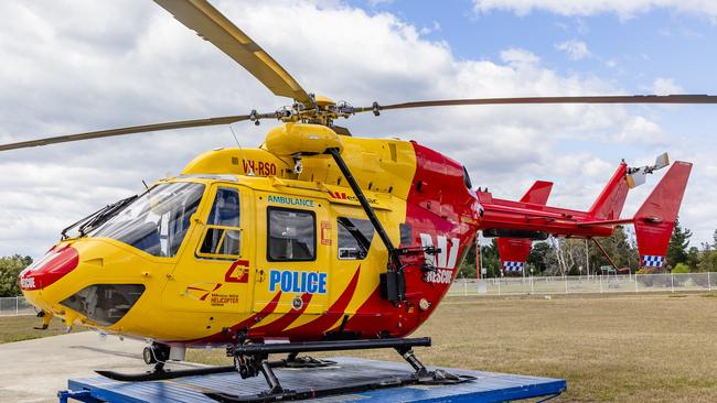 The Westpac helicopter at Hobart Airport. Picture: Linda Higginson