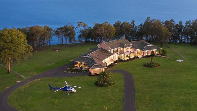 Set on 2.7ha of waterfront land in Lake Macquarie, this estate even has its own helicopter pad. Picture: realestate.com.au