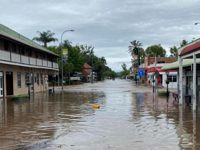 Floodwaters inundate the town of Laidley, January 30, 2024. Picture: Anthony Wilson.