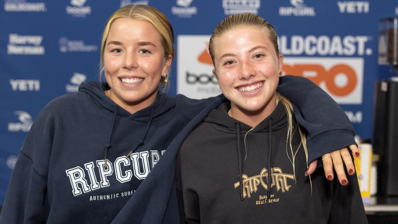 Ellie Harrison and Erin Brooks with The Pulse at Boost Mobile Gold Coast Open 2023 Athletes and Co Pre-Comp Feast, May 5 2023. Picture: Celeste Humphrey