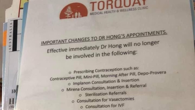 Doctor at Torquay Health and Wellness clinic refusing to prescribe contraception or abortion and IVF referrals