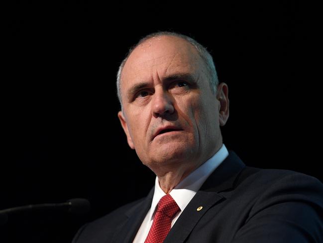 NAB Chairman and former Head of Treasury Dr Ken Henry addresses the Australian Shareholders' Association conference in Sydney, Tuesday, May 22, 2018. (AAP Image/Dan Himbrechts) NO ARCHIVING