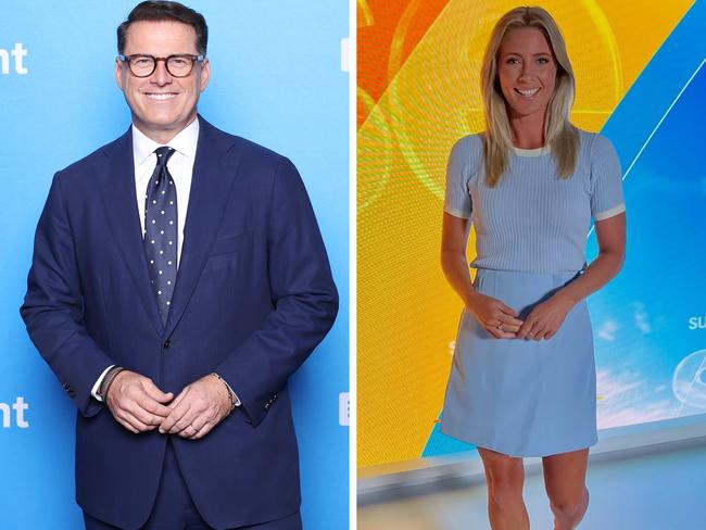 Karl Stefanovic of Channel Nine and Katie Brown of Channel Seven. Pictures: Getty Images, Instagram