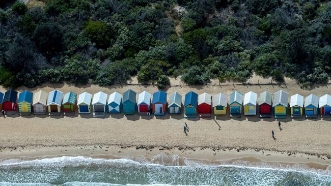 Melbourne’s Brighton beach boxes are one of the city’s most recognisable icons. Picture: Jake Nowakowski