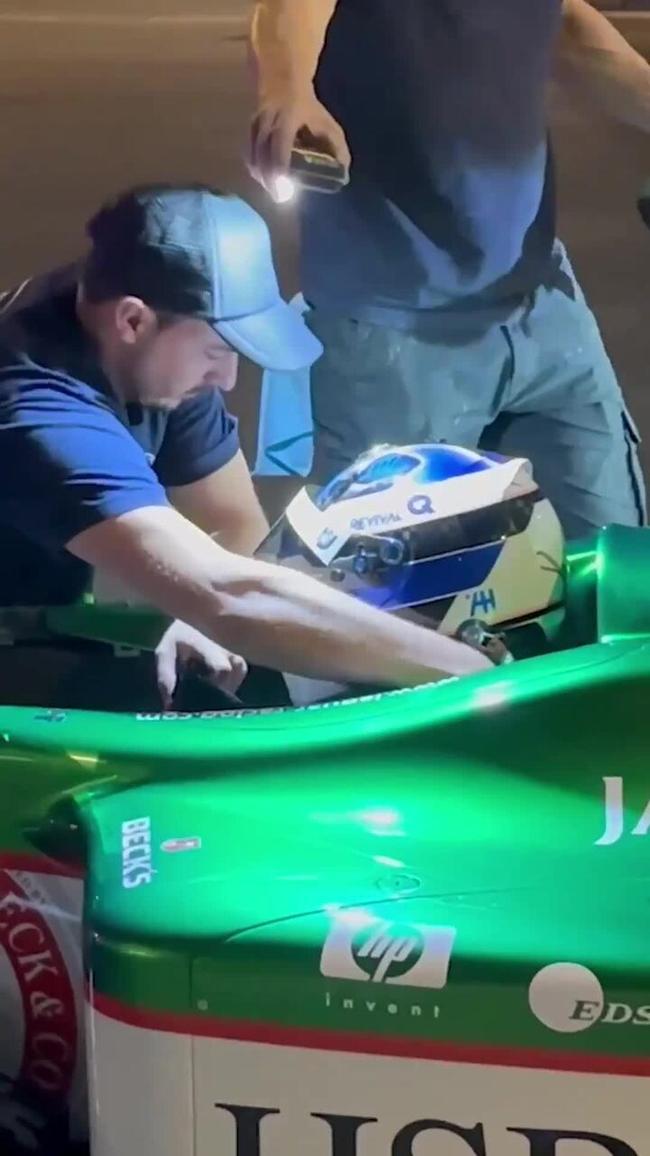 F1 race car's surprise pit stop in Adelaide CBD