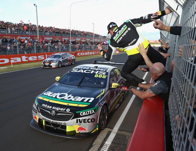 Craig Lowndes’ celebrations in full swing.