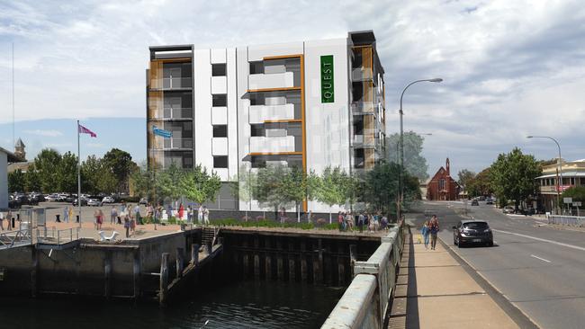 Artist impressions of the Quest apartments in Port Adelaide.