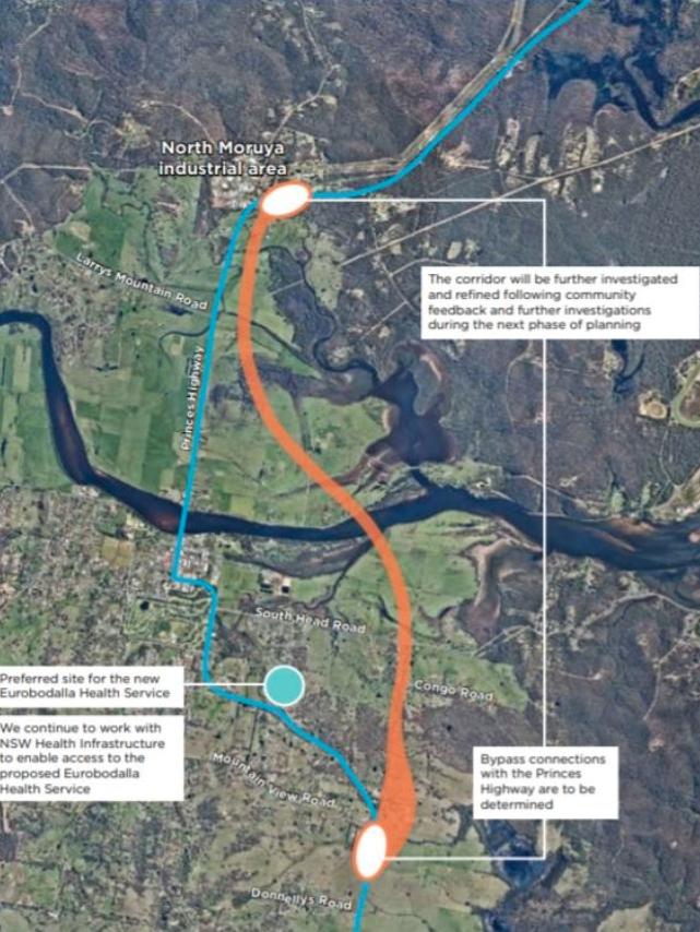 The NSW Government’s preferred route for the Moruya bypass. Picture: Transport for NSW