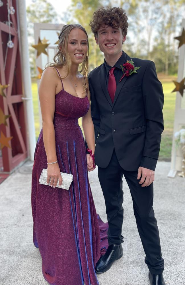 Richelle Bath and Hugh Collins arrive at the 2024 Gympie State High School graduation formal.