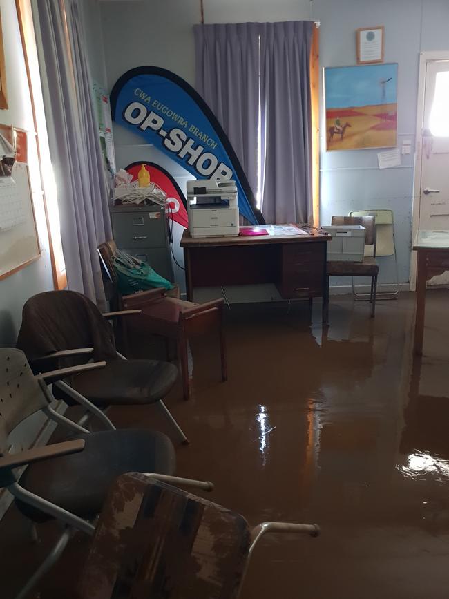 The flooded CWA building in Eugowra after the November 14 2022 flash flood hit the town in Central West NSW.
