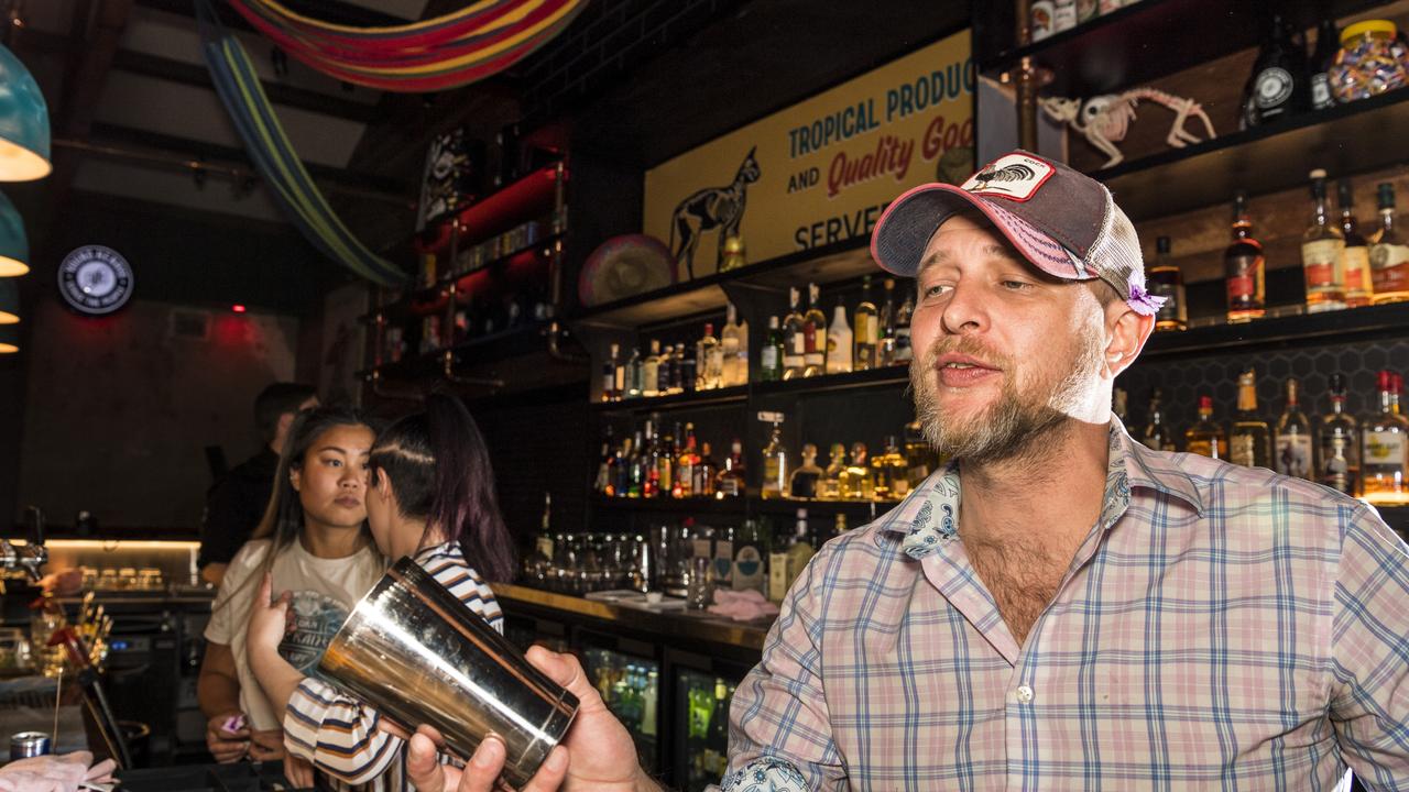 Bodega manager Percy Small having fun behind the bar on opening weekend. Picture: Kevin Farmer