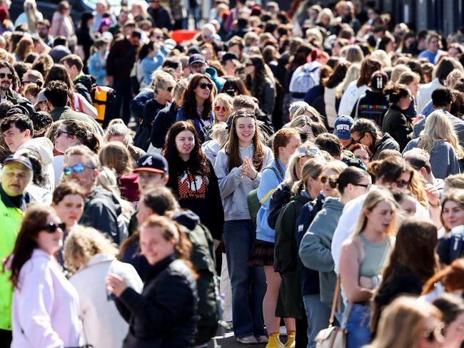 Thousands of Taylor Swift fans queue outside Murrayfield stadium in Edinburgh. Picture: Getty Images