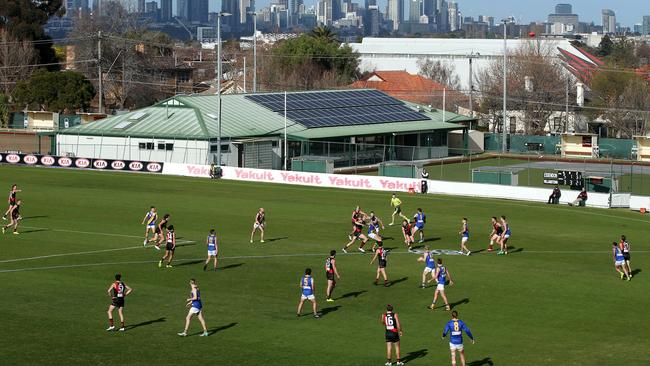 Essendon takes on Williamstown in a VFL match at Windy Hill in 2017.