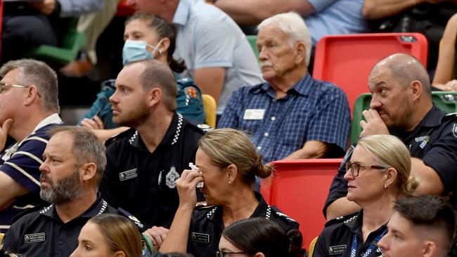 Police memorial serive fro Constable Rachel McCrow and Constable Matthew Arnold at the Townsville Stadium. Picture: Evan Morgan