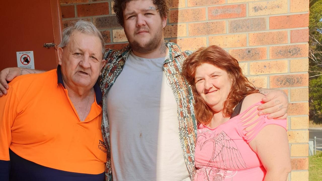 Alleged Burnie murder victim Bobby Medcraft (centre), with his grandfather and mum Leeanne. Picture: Facebook