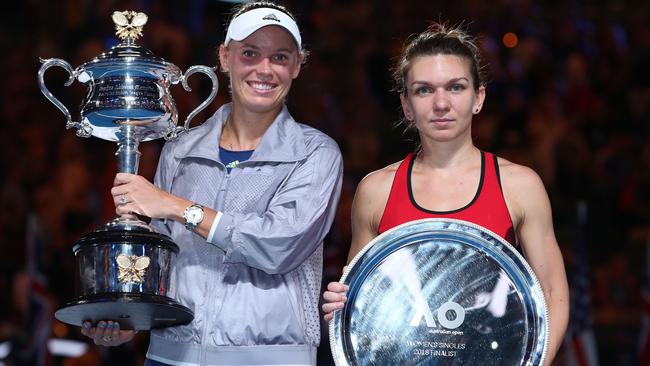 Caroline Wozniacki and Simona Halep played a stunning women’s final. Picture: Getty Images