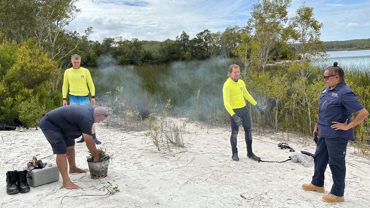 Conducted by the Queensland Parks and Wildlife Service (QPWS) rangers and Butchulla Land and Sea rangers, up included removing rubbish from the land and the lake bed.